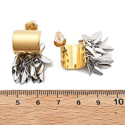 304 Stainless Steel Two Tone Leaf Stud Earrings&nbsp;EJEW-M101-02PG
