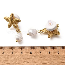 304 Stainless Steel Plastic Pearl Dangle Stud Earrings&nbsp;EJEW-G422-01G-01