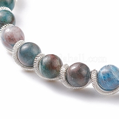 Round Natural Apatite Braided Bead Bracelet&nbsp;BJEW-TA00106