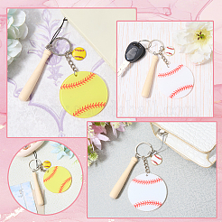 15Pcs Wood & Acrylic & Alloy Enamel Keychains&nbsp;KEYC-SW00029