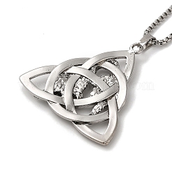 Trinity Knot with Wolf Alloy Pendant Necklace with Box Chains&nbsp;NJEW-D048-08AS