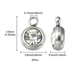 20Pcs 201 Stainless Steel Rhinestone Charms&nbsp;STAS-YW0002-02A