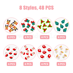 48Pcs 8 Styles Christmas Theme Opaque Resin Cabochons&nbsp;CRES-CA0001-23
