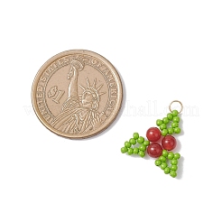 Christmas Glass Seed Beaded Holly Pendants&nbsp;PALLOY-MZ01057