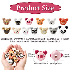 52Pcs 13 Styles Natural Wood European Beads&nbsp;WOOD-CJ0002-82