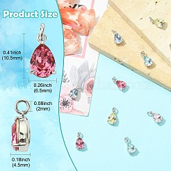 10Pcs 5 Colors Teardrop Brass with Glass Charms&nbsp;KK-CJ0003-47