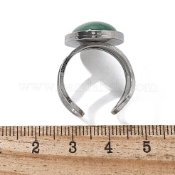Oval Natural Green Aventurine Finger Rings&nbsp;RJEW-M062-02P-17
