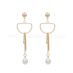 Alloy & Imitation Pearl Tassel Stud Earrings&nbsp;WG1A3A1-01