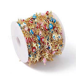 Enamel Horse Eye & Star & Moon Link Chains&nbsp;CHC-C003-26G-03