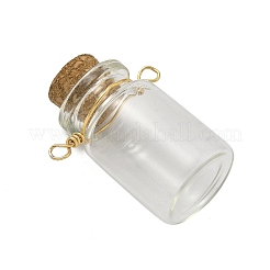 Clear Glass Cork Bottle Connector Charms&nbsp;PALLOY-JF04409-01