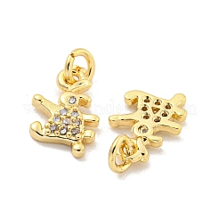 Brass Micro Pave Clear Cubic Zirconia Charms&nbsp;KK-Z044-32G
