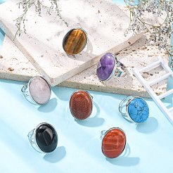Great Valentines Gifts Natural & Synthetic Mixed Stone Rings&nbsp;RJEW-C094-M