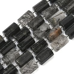 Natural Tourmalinated Quartz Beads Strands&nbsp;G-G453-E08-10x14mm