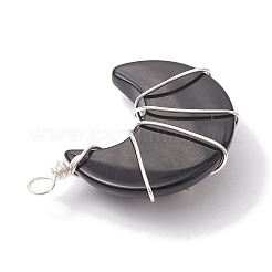 Natural Obsidian Copper Wire Wrapped Pendants&nbsp;PALLOY-JF02686-02