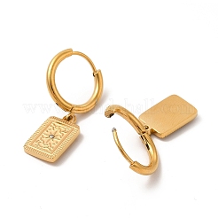Crystal Rhinestone Rectangle with Star Dangle Hoop Earrings&nbsp;EJEW-P219-18G