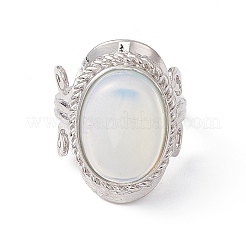 Gemstone Oval Adjustable Ring&nbsp;RJEW-P041-01P