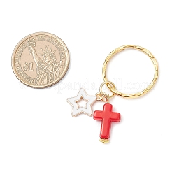 Alloy Enamel Cross with Star Keychains&nbsp;KEYC-JKC01402