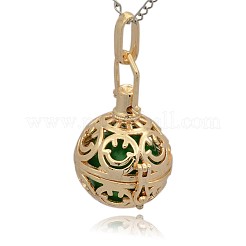 Golden Tone Brass Hollow Round Cage Pendants&nbsp;KK-J216-13G