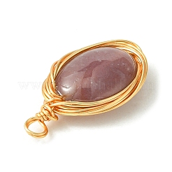 Natural Indian Agate Copper Wire Wrapped Pendants&nbsp;PALLOY-JF02500-02