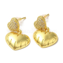 Clear Cubic Zirconia Heart Dangle Stud Earrings&nbsp;EJEW-Q766-15G