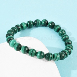 Natural Malachite Beaded Stretch Bracelets&nbsp;BJEW-A045-01C