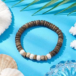 Natural Lava Rock & Wood Beads Bracelets&nbsp;BJEW-JB10976