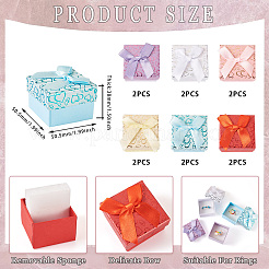 12Pcs 6 Colors Bowknot Cardboard Paper Ring Gift Storage Boxes&nbsp;CON-TA0001-28