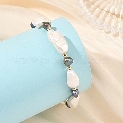Natural Heishi Pearl Beads Bracelets with 304 Stainless Steel Toggle Clasps for Women&nbsp;BJEW-JB14408