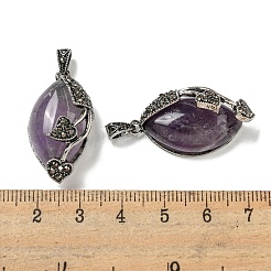 Natural Amethyst Horse Eye Pendants&nbsp;G-F766-01AS-04