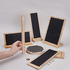 4 Styles Bamboo Necklace Organizer Display L Shaped Stands & Rings Display Tray&nbsp;NDIS-FG0001-06