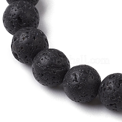 Round Natural Lava Rock Beaded Stretch Bracelets&nbsp;BJEW-JB10276-03