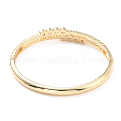 Clear Cubic Zirconia Flat Round Hinged Bangle&nbsp;BJEW-A123-24G