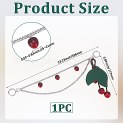 1Pc Zinc Alloy with Resin and PU Leather Dark Red Cherry Purse Decorative Chains&nbsp;AJEW-SC0002-99C