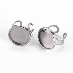 Tarnish Resistant 201 Stainless Steel Cuff Ring Findings&nbsp;STAS-S080-040E-P
