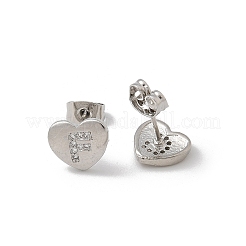 Rack Plating Brass Micro Pave Clear Cubic Zirconia Stud Earrings&nbsp;EJEW-K299-01P-F