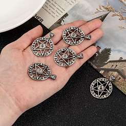 Vintage Men's 304 Stainless Steel Ring with Pentagram Star Pendants&nbsp;STAS-O044-25B