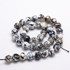Dyed Natural Fire Crackle Agate Faceted Round Beads Strands&nbsp;G-E320C-8mm-07