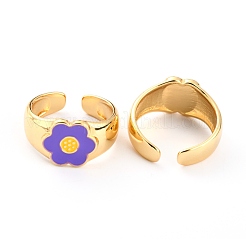 Brass Enamel Cuff Rings&nbsp;RJEW-H543-24G