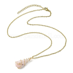 Electroplated Natural Quartz Crystal Prism Copper Wire Wrapped Pendant Necklaces&nbsp;NJEW-JN05027-01
