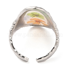 Oval Epoxy Resin with Dry Flower Cuff Rings&nbsp;RJEW-G304-02P