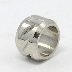 Tarnish Resistant 304 Stainless Steel Large Hole Column Carved Oval Beads&nbsp;STAS-G037-07