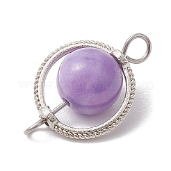 6Pcs 6 Styles Natural Carnelian & Yellow Jade & Dyed White Jade & Green Jade Round Connectror Charms&nbsp;PALLOY-JF02806