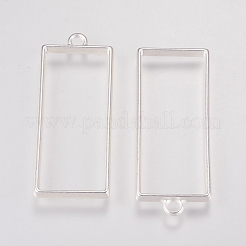Rack Plating Alloy Rectangle Open Back Bezel Pendants&nbsp;PALLOY-S047-11B-FF