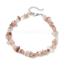 Natural Black Gold Rutilated Quartz Chip Beaded Anklets for Women&nbsp;AJEW-AN00695