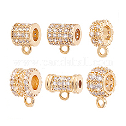 6Pcs 6 Styles Brass Brass Micro Pave Cubic Zirconia Tube Bails&nbsp;KK-AR0004-23