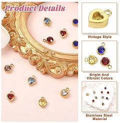 10Pcs 2 Styles 304 Stainless Steel Rhinestone Pendants&nbsp;STAS-YW0002-94