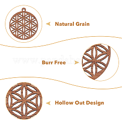 16Pcs 8 Styles Natural Walnut Wood Pendants&nbsp;WOOD-HY0001-04