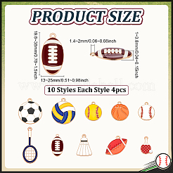 40Pcs 10 Styles Sports Goods Theme Alloy Enamel Pendants&nbsp;ENAM-ME0001-57
