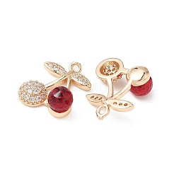 Brass & Glass Micro Pave Cubic Zirconia Pendants&nbsp;KK-S532-07KCG