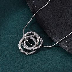 304 Stainless Steel Triple Circles Pendant Necklaces for Women&nbsp;NJEW-Z044-14P